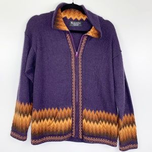 Alpaca Ware Peruvian Purple Zip-up Sweater Jacket
